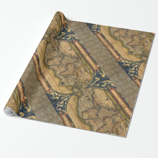 World Map Antique Ortelius Europe Travel Wrapping Paper (Unrolled)