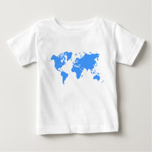 World Map - Baby Blue T-Shirt
