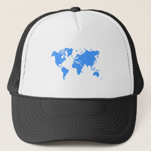 World Map - Baby Blue Trucker Hat