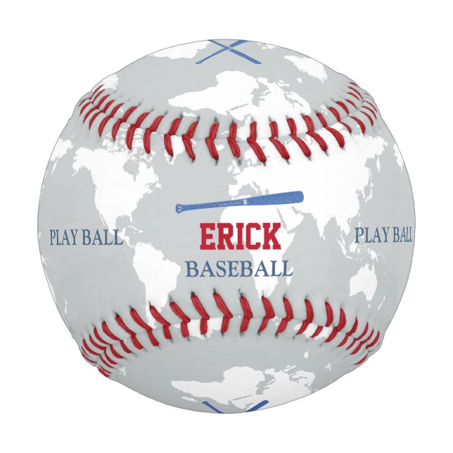 world map baseballer personalised baseball (Back)