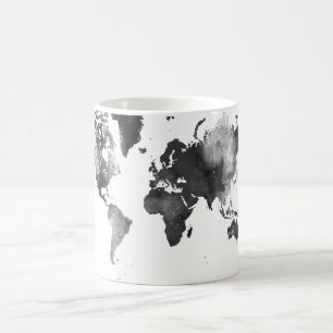 WORLD MAP BLACK and WHITE Coffee Mug