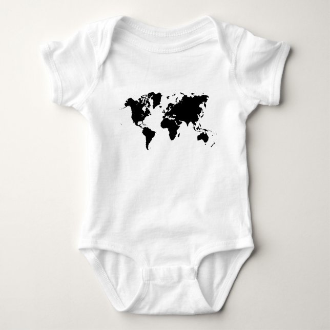 World Map - Black Baby Bodysuit (Front)