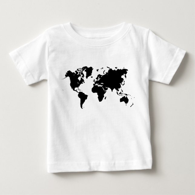 World Map - Black Baby T-Shirt (Front)