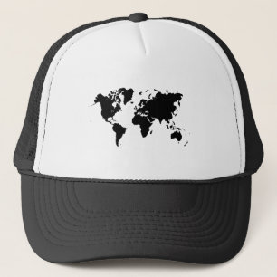 World Map - Black Trucker Hat