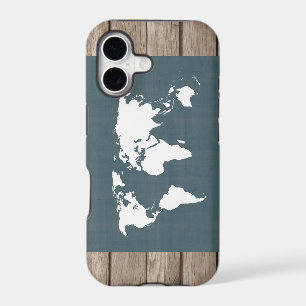 World Map . blue and white