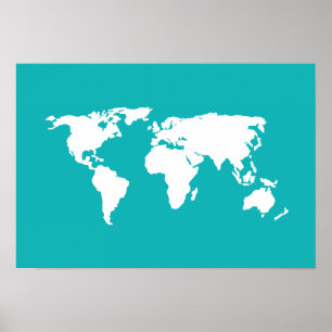 World Map Blue Poster