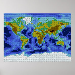 World map bricks poster