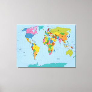 World Map Bright Canvas Print