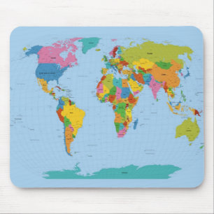 World Map Bright Mouse Mat