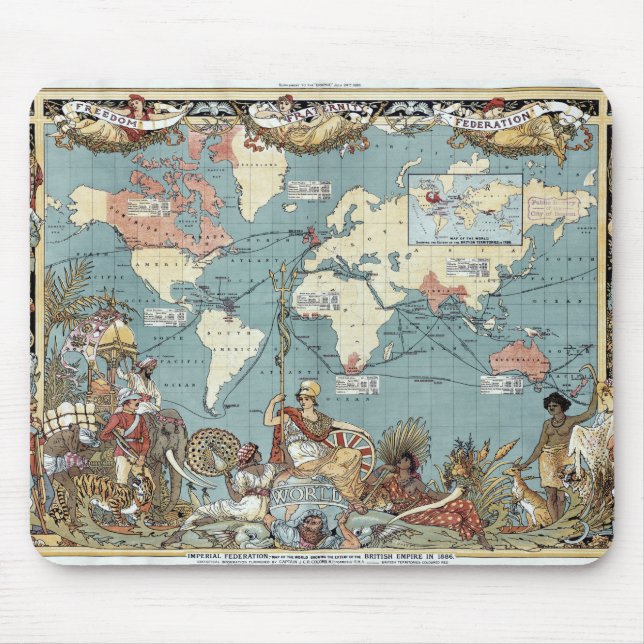 World map-British Empire-1886 Mouse Mat (Front)