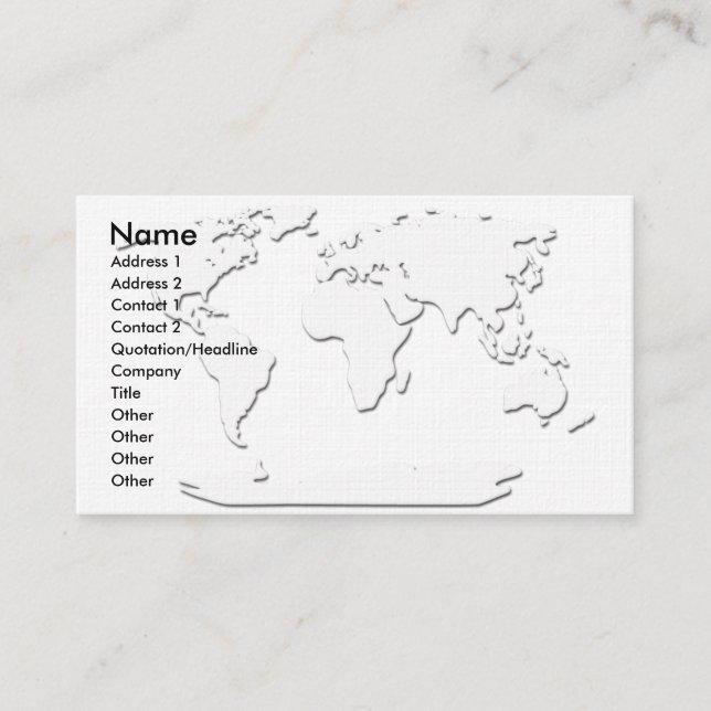 World Map Business Card White (Front)