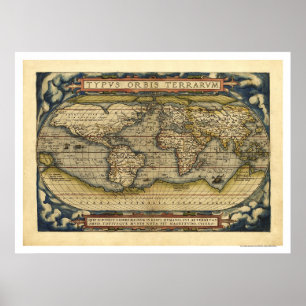 World Map By Ortelius 1570 Poster