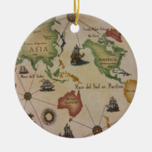 World Map Ceramic Tree Decoration