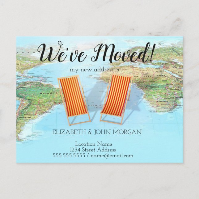 World Map,Chair,New Address Announcement (Front)