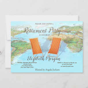 World Map,Chairs Retirement Party  Invitation