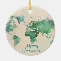 World Map Christmas Trees Ornament