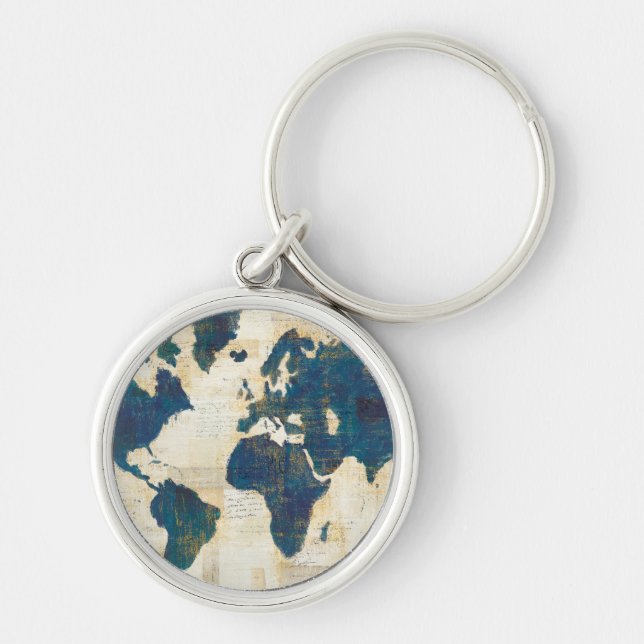 World Map Collage Key Ring (Front)