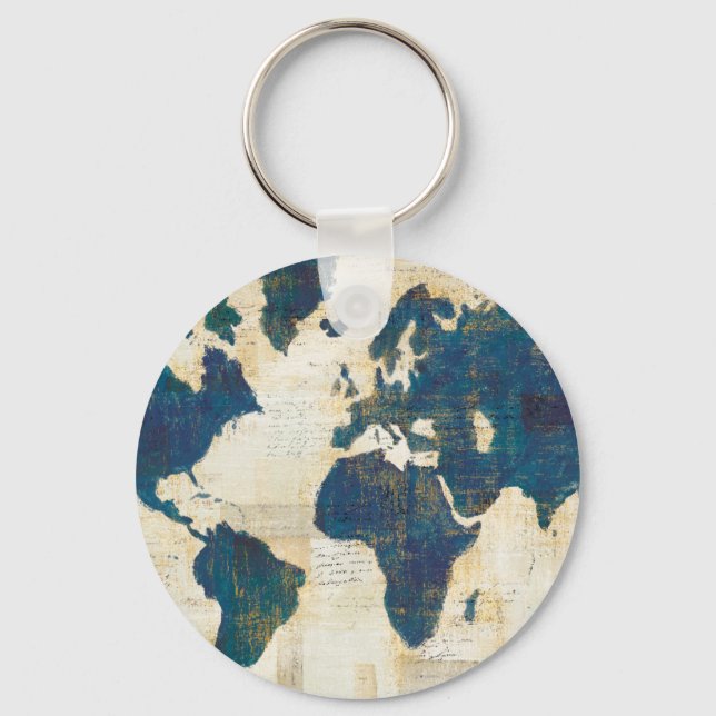 World Map Collage Key Ring (Front)