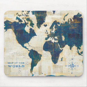 World Map Collage Mouse Mat