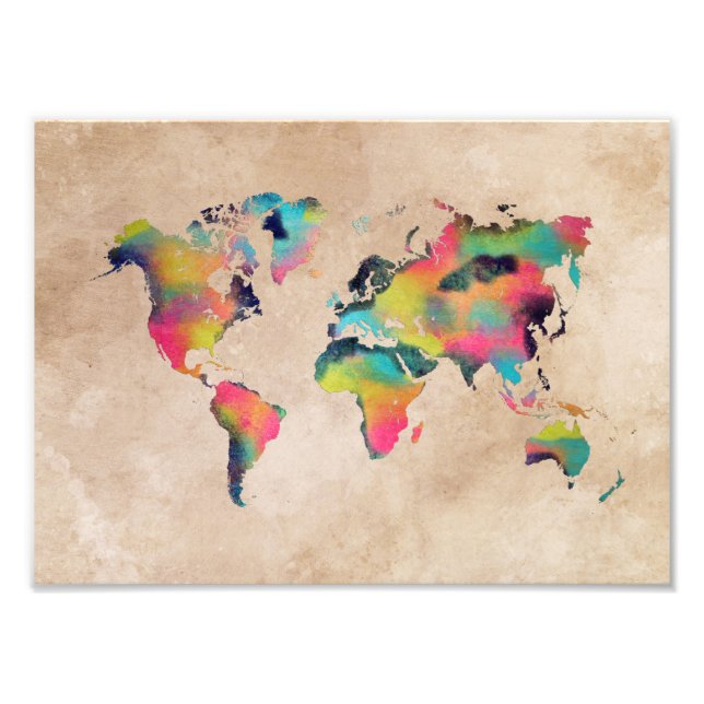 world map color photo print (Front)