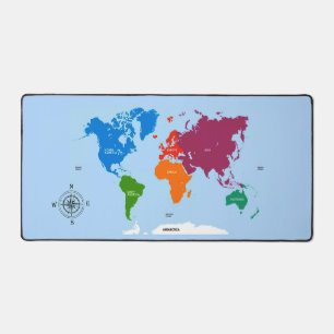 World Map Colourful Desk Mat