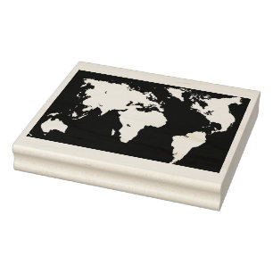 World Map Continent Design Stamp
