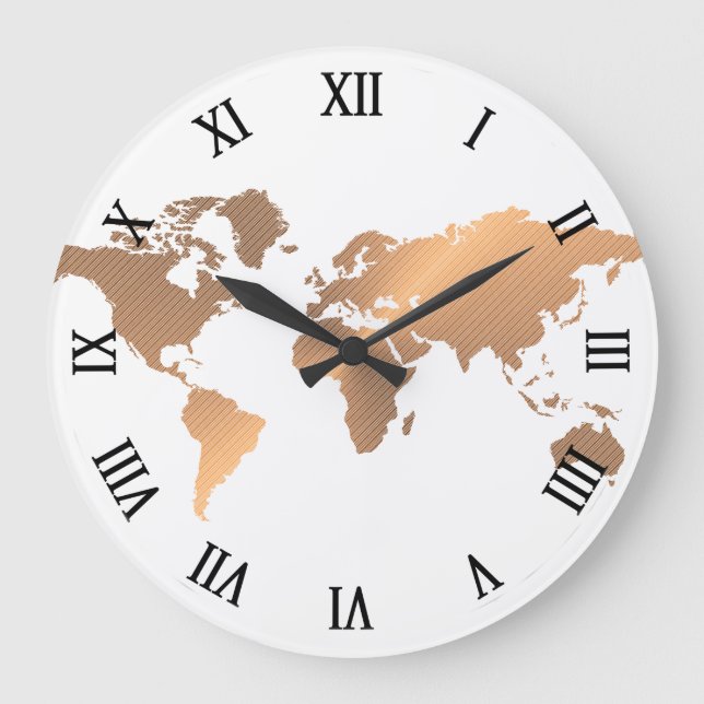 world map copper clock (Front)