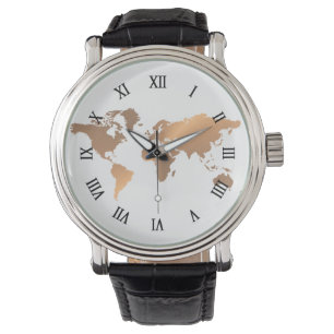 world map copper watch