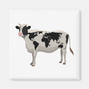 World Map Cow Magnet