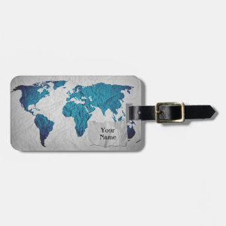 world map | Crushed paper Luggage Tag