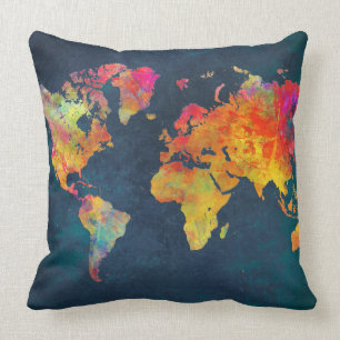world map cushion