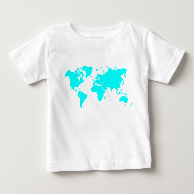 World Map - Cyan Baby T-Shirt (Front)