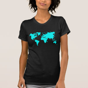 World Map - Cyan T-Shirt