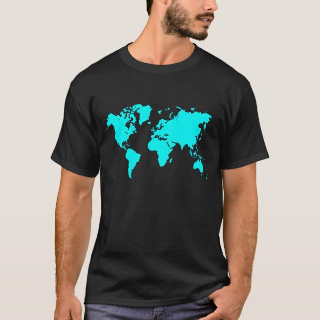 World Map - Cyan T-Shirt (Front)