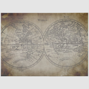 World Map Decoupage Paper