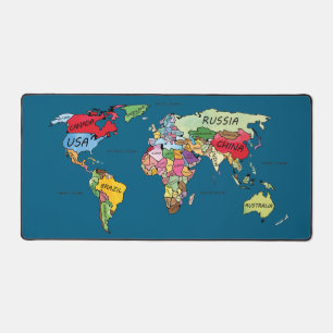 World Map Desk Mat