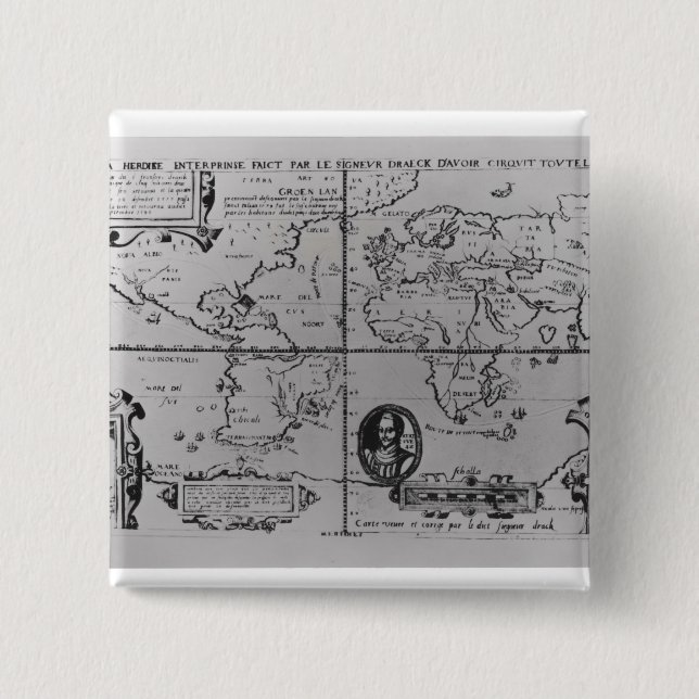 World Map detailing the Expeditions 15 Cm Square Badge (Front)