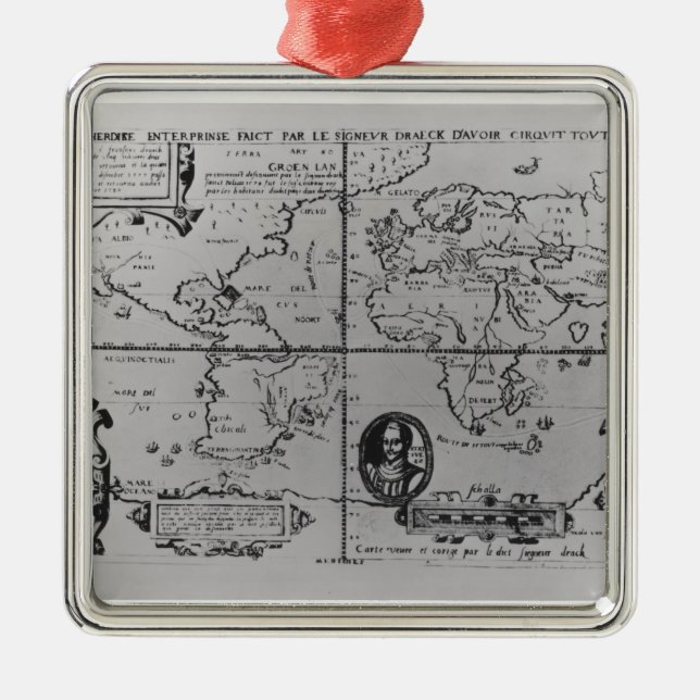 World Map detailing the Expeditions Metal Tree Decoration (Front)