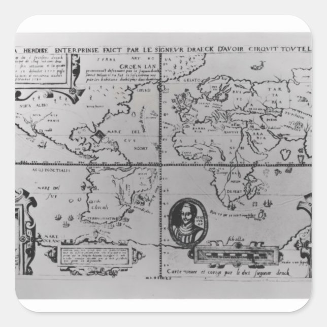 World Map detailing the Expeditions Square Sticker (Front)