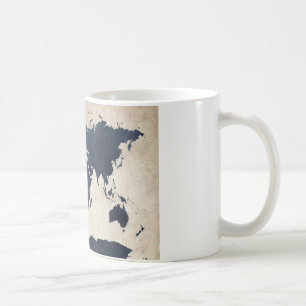 World Map Distressed Navy Coffee Mug