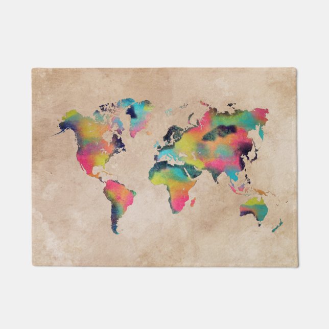 world map Door Mat (Front)