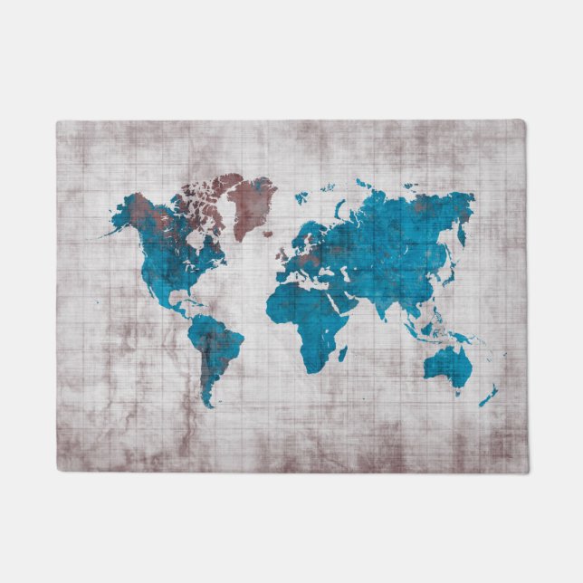 world map Door Mat (Front)