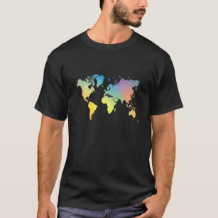 World Map Earth Globe Geography Watercolor T-Shirt