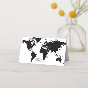 World Map Editable Colours Folded Place Card