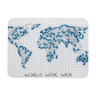 World Map   Electronic Microchip Circuits Magnet