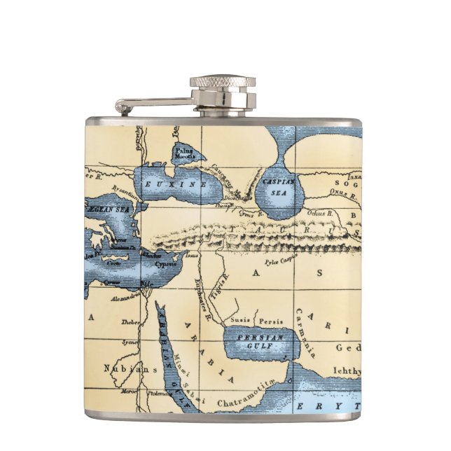 WORLD MAP: ERATOSTHENES HIP FLASK (Front)