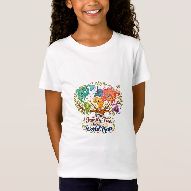 World Map Family Tree — Multicultural Tshirt  (Front)
