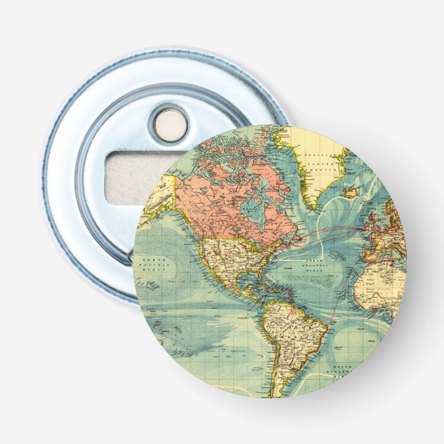 World Map Featuring United States Bottle Opener (Front)