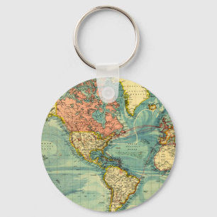 World Map Featuring United States Key Ring