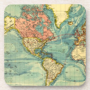 World Map Featuring United States Maps Geography Coaster